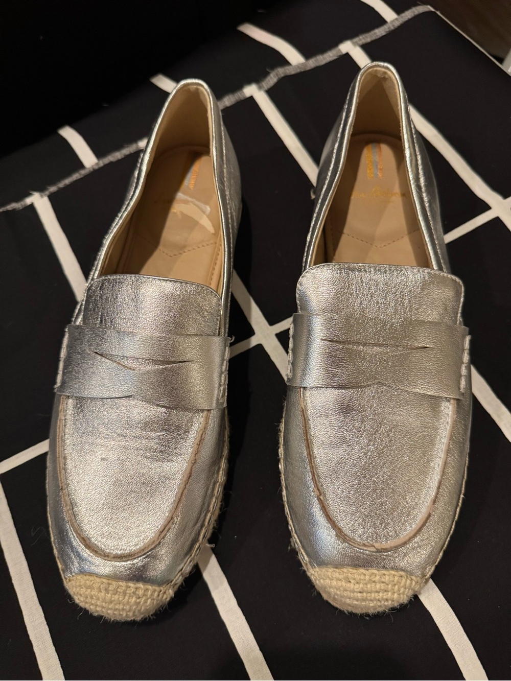Sam Edelman Kai Espadrille Penny Loafer Silver Metallic Size 9